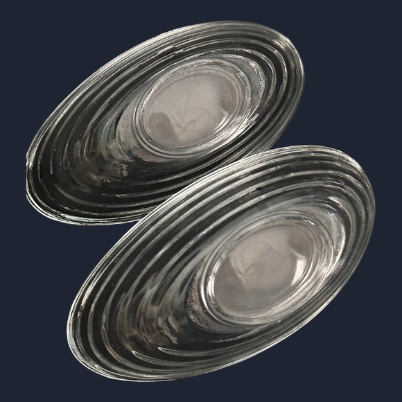 Vintage Clear Glass Nut Candy Desert Bowls Oval Ar tDeco - Picture 5 of 9